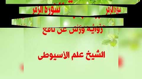 سورة الزمر برواية ورش عن نافع بصوت القارئ الشيخ علم الأسيوطى