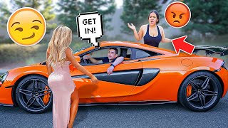 PICKING UP ANOTHER GIRL IN MY SUPERCAR TO SEE MY GIRLFRIENDS REACTION *SHE SNAPS*