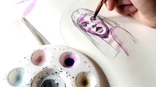 Hailee Steinfeld Stylized Sketch Watercolor Process