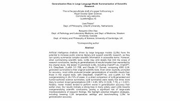 Generalization Bias in Large Language Model Summarization of Scientific Research