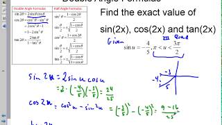 Double Angle Formula  (Finding Exact Values) Video 1