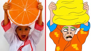 Vlad And Nikita Are Making A Giant Gl Of Orange Juice Funny Drawing Meme