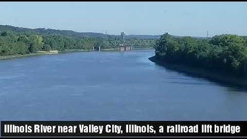 Illinois River, Mississippi River, Railroad Lift Bridges, A Crane and Wind