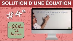 Vérifier si un nombre est solution d'une équation - Quatrième