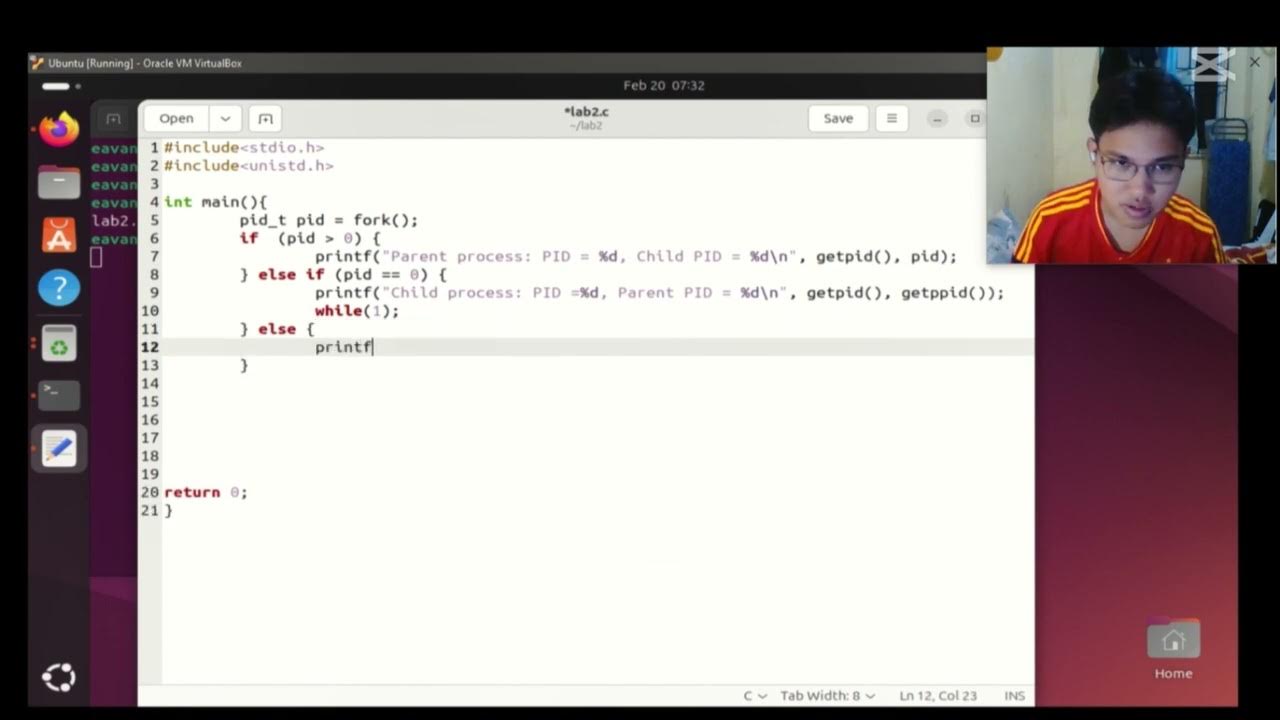 Tagalog- Linux Ubuntu- C program that creates a child process using ...