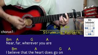 Video thumbnail of "(Titanic Theme) My Heart will Go on by: Celine Dion Guitar Chords - Strumming Version | JC Guitar"