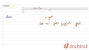 A thin uniform circular disc of mass M and radius R is rotating in a horizontal plane about