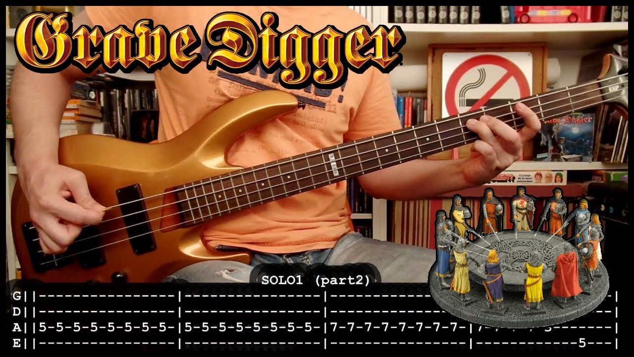 GRAVE DIGGER - The round table (forever) ⚔️ (BASS cover with TABS & lyrics)