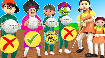 Squid Game (오징어 게임) vs Scary teacher 3D Trying Honeycomb Candy Shape Challenge in play golf