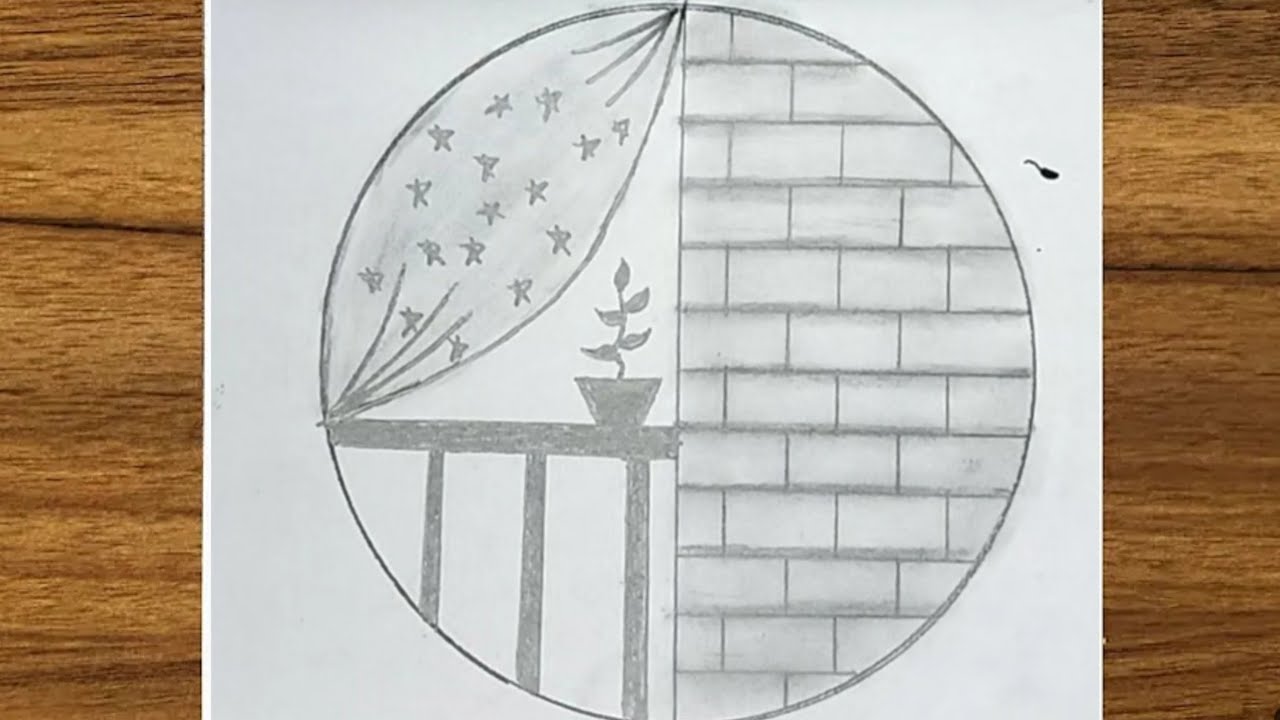 Beautiful circle scenery drawing for beginners how to draw scenery in ...