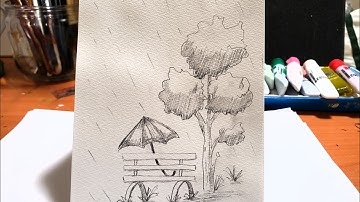 How to draw scenery with pencil, cách vẽ tranh phong cảnh bằng bút chì đơn giản, #art