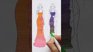 1vs2| which one is most 😍? #shorts #colormixing #dress #drawing #colors #brushpen