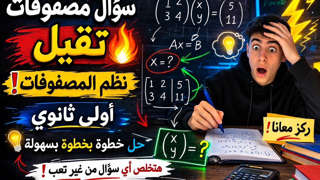 سؤال مصفوفات تقيل 🔥 نظم المصفوفات | أولى ثانوي 