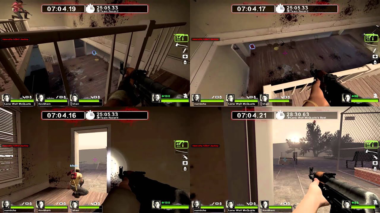 L4D2 Survival: Port Passing 4-Player Split Screen Pool Hold 