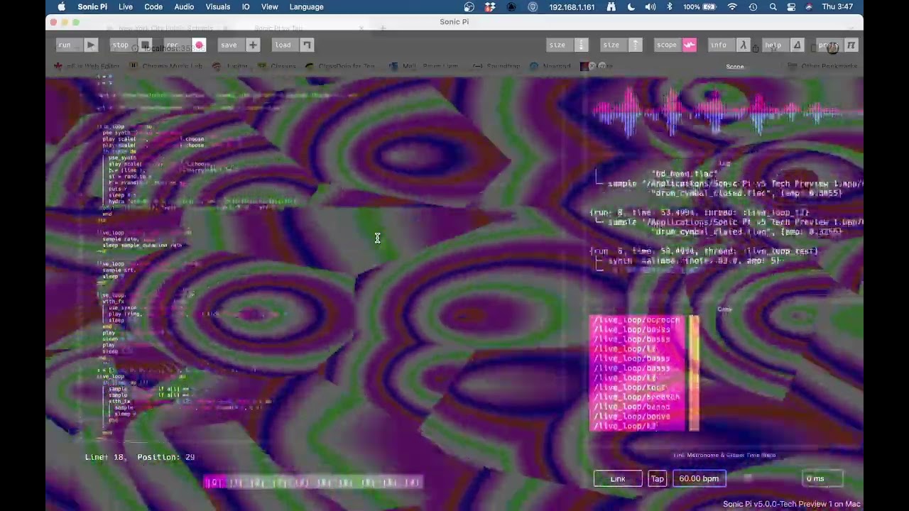 Sonic Pi Beat with Hydra Visuals #2