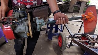 Saya ubah genset busuk jadi Hand traktor,mesin rumput,jetor mini,traktor mini.mesin 4 tak.