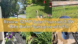 Review SZMP Solar Fountain 3.5W Bird Bath Fountains with Flower Upgraded Glass Panel, Solar Powered