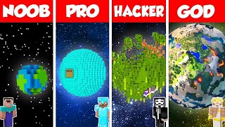 Minecraft Battle: NOOB vs PRO vs HACKER vs GOD: INSIDE PLANET HOUSE BASE BUILD CHALLENGE / Animation