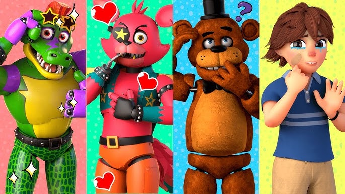 freddy fazbear, glamrock freddy, and gregory (five nights at freddy's and 1  more) drawn by m_xsps