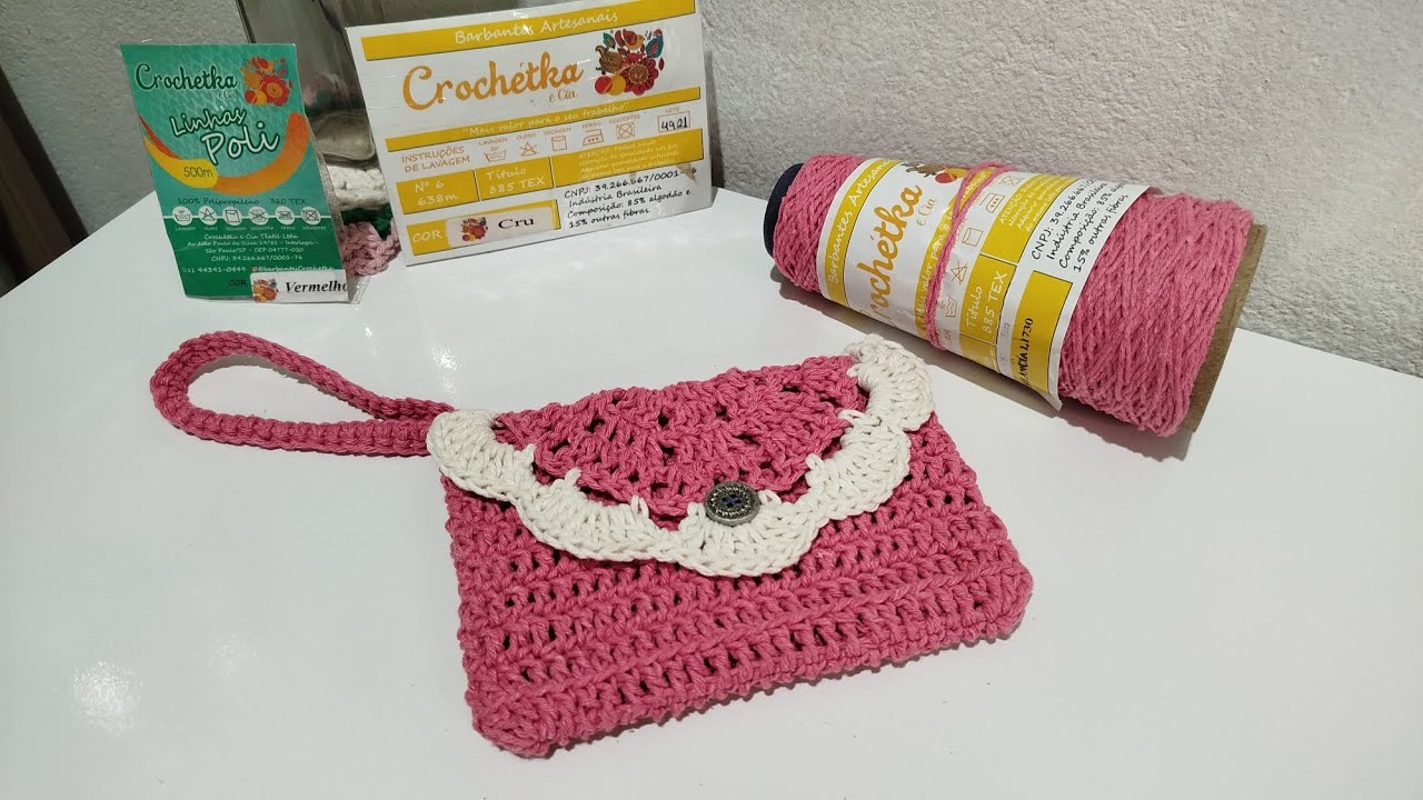 Bolsa carteira em crochê babado fácil rápida passo a passo @LindalraBolsasemBarbante 