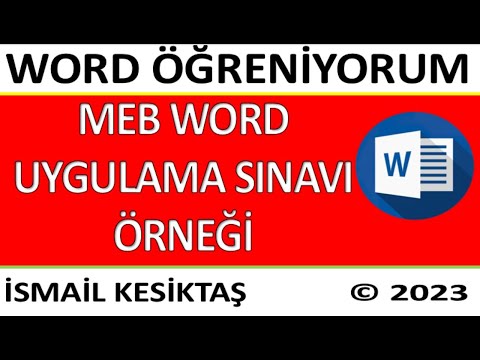 MİLLİ EĞİTİM BAKANLIĞI MEB WORD UYGULAMA SINAV ÖRNEĞİ