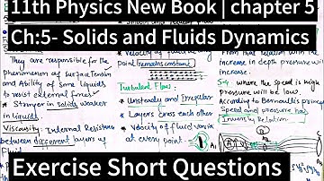 Exercise Short Questions | Chapter 5 Solids And Fluids Dynamics | Class 11 Physics New Book