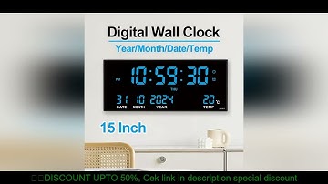 Digital Large Wall Clock Alarm Temperature Date Calendar Display 8 Sets of Alarm Clocks 14
