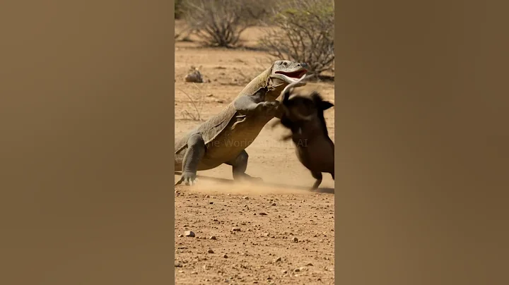 Komodo Dragon vs Wild Boar: Intense Predator vs Prey Battle in the Wild! 🦎🐗 #animalfight #wildlife