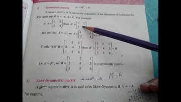 Class 9th( kpk board) Transpose of Matrix, Symmetric and Skew symmetric Matrix