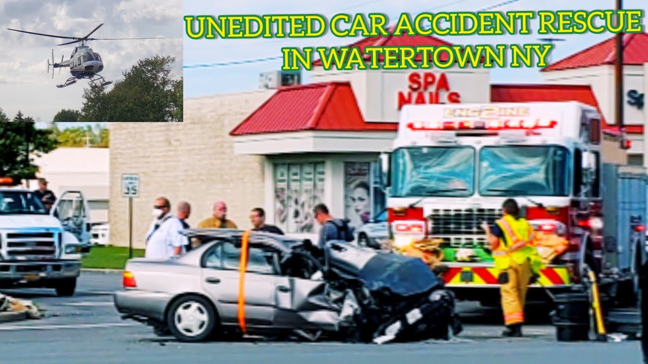 UNEDITED VIDEO OF CAR ACCIDENT RESCUE IN WATERTOWN. PATIENT WAS