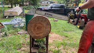 Stihl 044 Test Cuts with Egan Straight Shot muffler mod