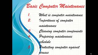 Class 10   Information Technology  402   unit 3 Basic ICT Skills   Basic Computer Maintenance