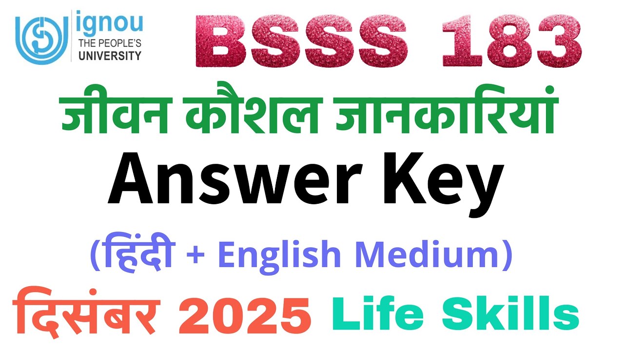 ✅ IGNOU BSSS 183 Answer Key December 2025 Solved Question paper with Answers Life skills