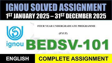 BEDSV 101 Solved Assignment 2025-26 || bedsv-101 solved assignment in English | Jan 2025 to Dec 2025