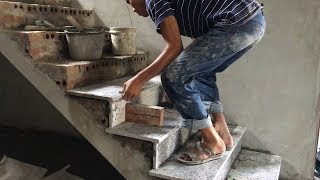 : Amazing Techniques Smart Contruction Skills - Building And Installation A Granite Stairs