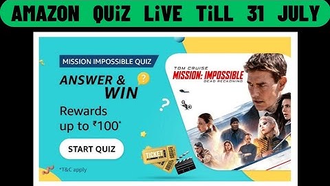 MISSION IMPOSSIBLE QUIZ Answers Amazon || Amazon Mission Impossible Quiz Answers Today || Movie Quiz
