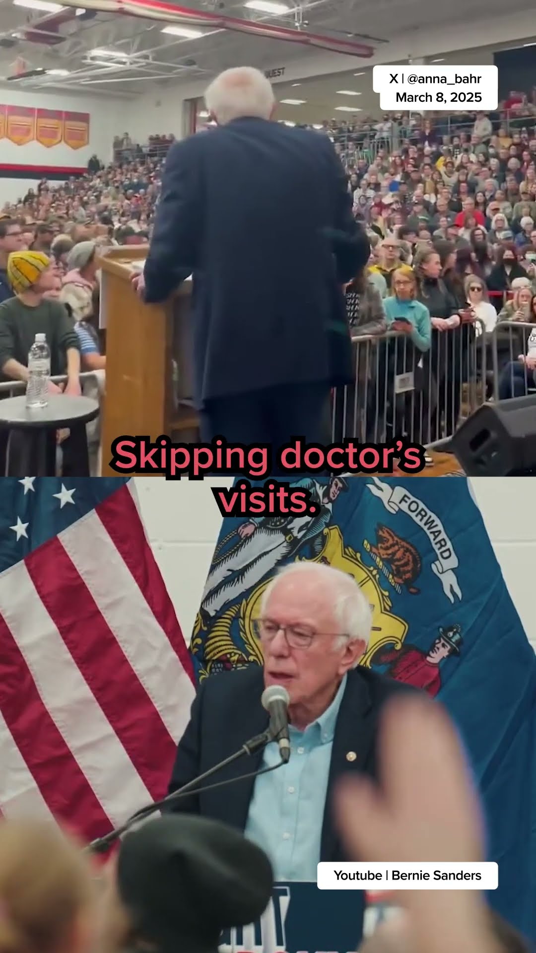 Bernie asks audience how it feels to live paycheck to paycheck