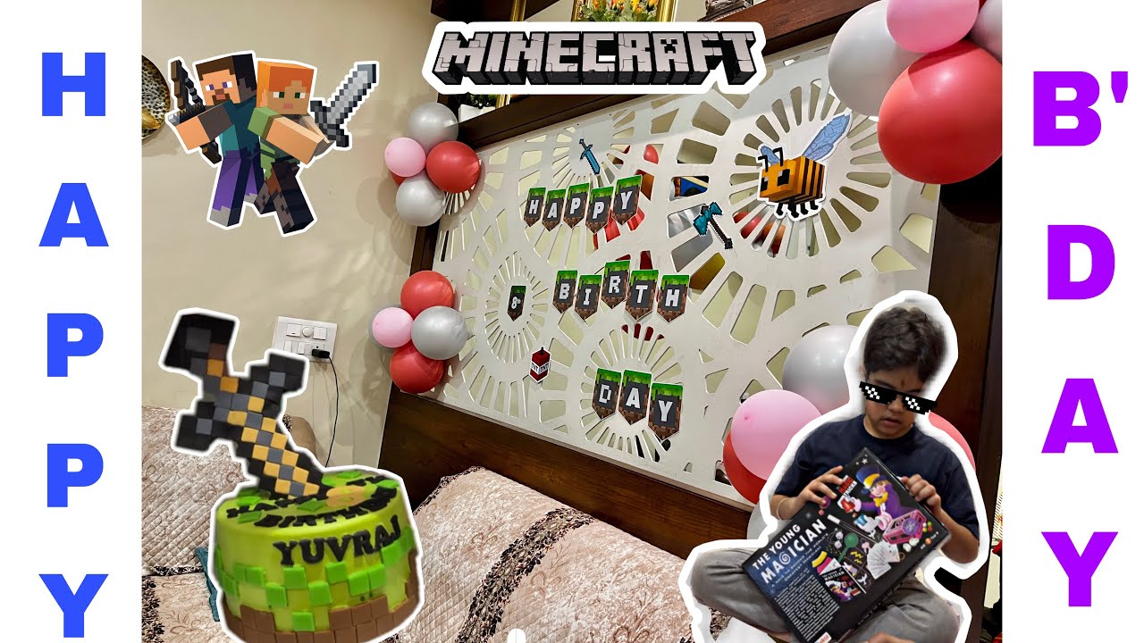 MINECRAFT Birthday Theme | Full on Drama 😂😂| Yuvraj ka 8th birthday bash 🥳🥳