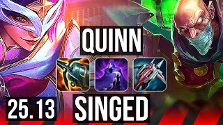 QUINN vs SINGED (TOP) | 1500+ games | KR Challenger | 25.13