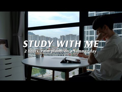 ⛅ 2-HOUR STUDY WITH ME | On A Summer Day | 🎹 Calm Piano | Pomodoro (25/5)