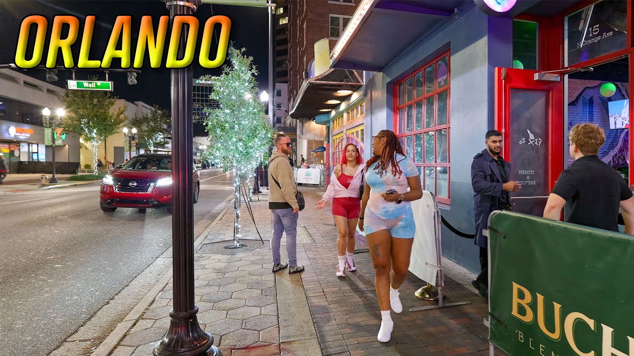 Orlando Florida Night Walk Through Downtown