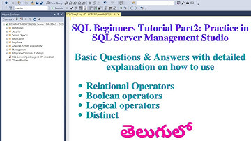 SQL Beginners Tutorial Part2: Boolean operators, Logical operators and Relational operators