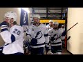 Steven Stamkos Greets Teammates after the Game 4 Win in OT
