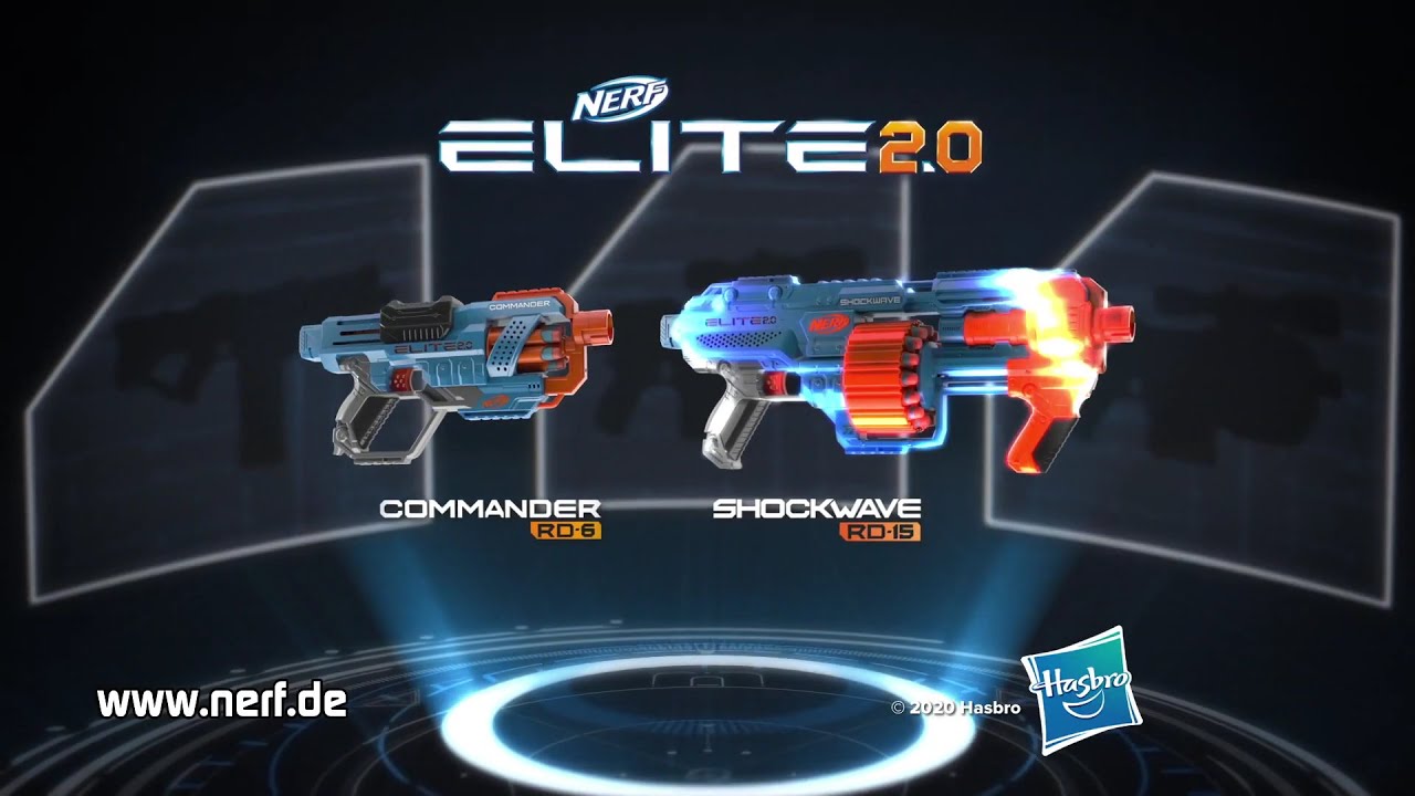 Nerf Elite 2.0, Blaster Shockwave RD-15, 30 Fléchettes Nerf, Barillet