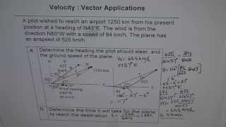 Find Plane Heading Velocity Vector Application