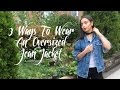 3 ways to wear an oversized jean jacket  katherine jadee