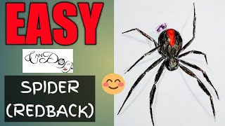 How To Draw A Black Widow Spider For Beginners | Draw A Redback Spider Easy Step By Step Tutorial
