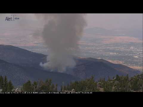 Air assets attack the Whites Fire from Slide Mt. fire camera at 3-4 PM
