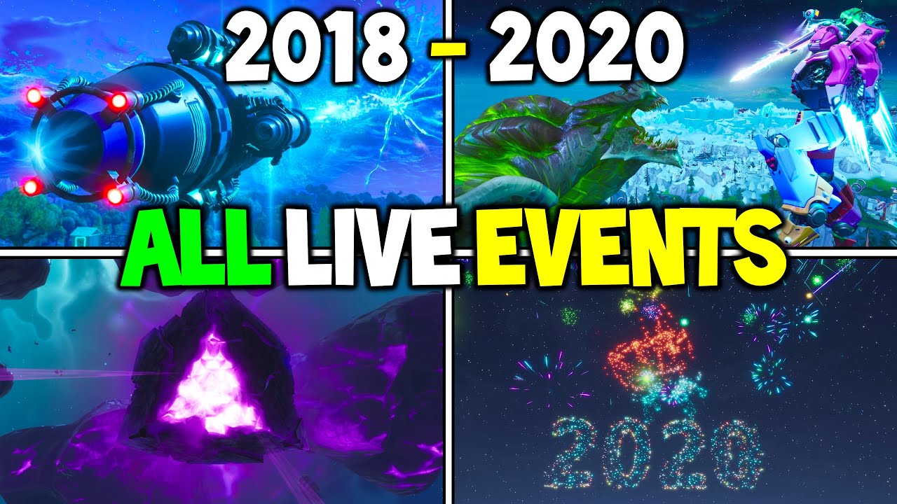 All Fortnite Live Events From 2018 To 2020 Chapter 1 Season 3 Chapter 2 Storyline Events Youtube