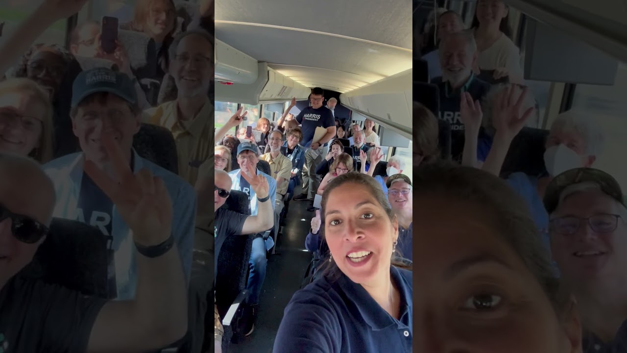 Rosy Bagolie on the Bus to PA with the Montclair Democrats 9/21/24